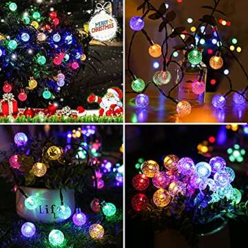 Solar String Lights Outdoor 100 Led 40 Feet Multi-Color Crystal Globe Lights with 8 Lighting Modes, Waterproof Solar Powered Patio Lights for Garden Yard Porch Wedding Party Decoration