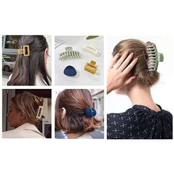 Elegance 11 designs Hair Clip, 4pcs Nonslip Large Claw Clips For Women Thin Hair, 90's Strong Hold Hair Clips For Thick Hair