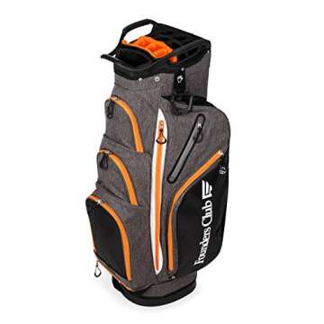 Founders Club Franklin Golf Push Cart Bag -Riding Cart Bag -Full Bag Rain Cover -Secure Push Cart Base -Light Weight -15 Way Full Length Divider-External Putter Tube-Embroidery Panel (Orange)