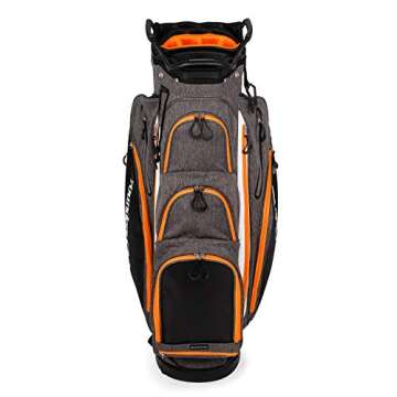 Founders Club Franklin Golf Push Cart Bag -Riding Cart Bag -Full Bag Rain Cover -Secure Push Cart Base -Light Weight -15 Way Full Length Divider-External Putter Tube-Embroidery Panel (Orange)