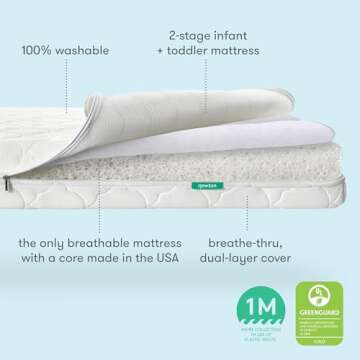 Newton Baby Crib Mattress and Toddler Bed - Ultra-Breathable Proven to Reduce Suffocation Risk, 100% Washable, 2-Stage, Non-Toxic Better Than Organic, Removable Cover - Deluxe 5.5" Thick- White