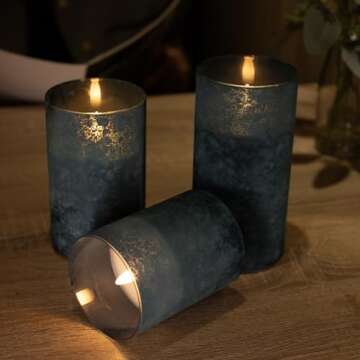 Mingfuxin Blue Flameless Candles with Remote - Battery Operated Candles with Timer, LED Indoor Pillar Candles for Home, Christmas, Wedding, Birthday Decorations