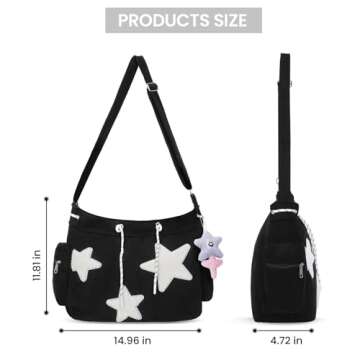 Chic Hobo Tote Bag for Women - Y2K Star Design