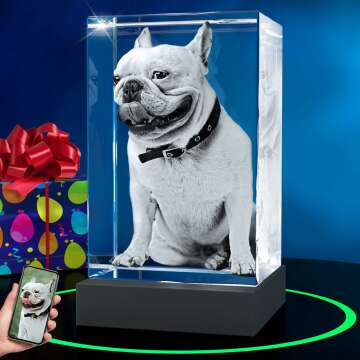 ArtPix 3D Premium Crystal Photo, Personalized Dog Memorial Gifts with Your Own Photo for Dog Lovers, Pet Owners, 3D Laser Etched Picture, Engraved Crystal in Memory of Dog, Customized Gifts