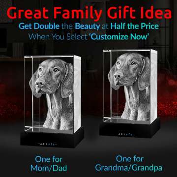 ArtPix 3D Premium Crystal Photo, Personalized Dog Memorial Gifts with Your Own Photo for Dog Lovers, Pet Owners, 3D Laser Etched Picture, Engraved Crystal in Memory of Dog, Customized Gifts