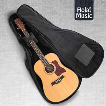 Hola! Music Acoustic Guitar Case - 41" Soft Gig Bag for Acoustic and Classical Guitars w/ 1 Inch Padding, Adjustable Shoulder Straps & Pockets - Pro Series, Gray