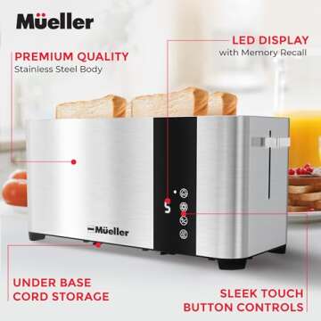 Mueller UltraToast 4-Slice Stainless Steel Toaster