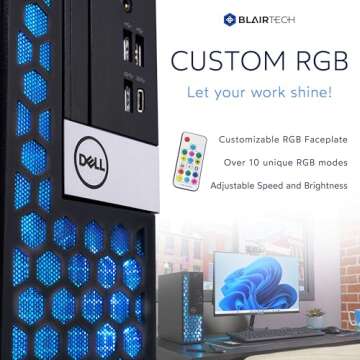 Dell OptiPlex RGB 3060 Desktop Computer Windows 11 Pro Hexa Core i5-8500 3.0Ghz 32GB DDR4 1TB M.2 NVMe AX200 Built-in WiFi Small Form Factor PC (Renewed) (RGB Honeycomb 3060)