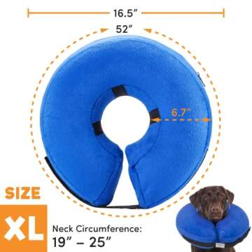 BENCMATE Protective Inflatable Collar for Dogs and Cats - Soft Pet Recovery Collar Does Not Block Vision E-Collar (X-Large, Blue)