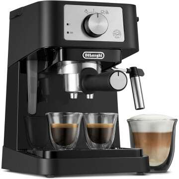 De'Longhi Stilosa Espresso Maker - 15 Bar, Milk Frother, Black/ Stainless