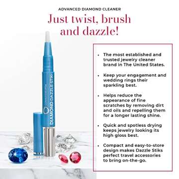 CONNOISSEURS Diamond Dazzle Stik, Portable Diamond Cleaner for Rings and Other Jewelry - Bring Out The Sparkle in Your Diamonds and Precious Stones