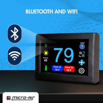 MICRO-AIR EasyTouch Digital WiFi or Bluetooth Thermostat, Programmable & Reliable Replacement RV Dometic Thermostat & Outdoor RV Camping, Heat & AC, Air Conditioner (351 Black)