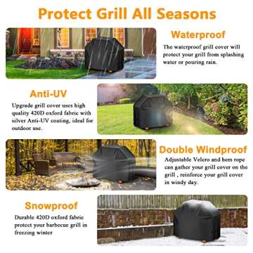 Aoretic Grill Cover, 58 inch BBQ Gas Grill Cover for Outdoor Grill, Charbroil Grill Cover Barbecue Waterproof, Anti-UV for Weber Char-Broil Monument, Dyna-glo Nexgrill Spun Polyester