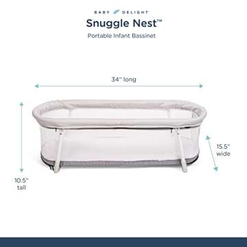 Baby Delight Snuggle Nest Bassinet, Portable Baby Bed, for Infants 0 – 5 Months, Driftwood Grey