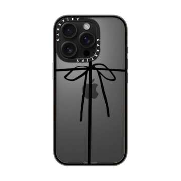 CASETiFY Compact Case for iPhone 16 Pro [Lightweight / 4 ft. 2X Military Grade Drop Protection/Slim] - Wrapped in A Bow - Clear Black