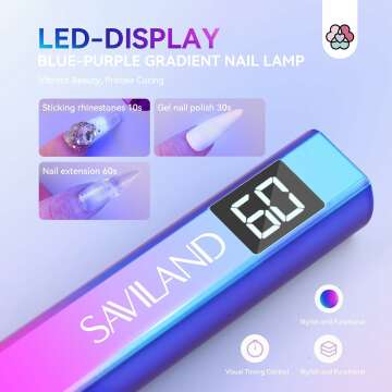 SAVILAND U V Light for Nails – Handheld U V Lamp for Gel Nails LED Nail Lamp Portable Mini Nail Dryer for Curing Gel Polish Nail Glue Gel USB Nail Art for Home DIY Manicure (12W)