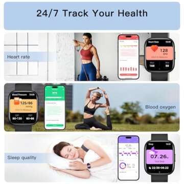 Smart Watches for Men Women Answer/Make Call, 1.85" Fitness Watch with 120+ Sports Modes, Heart Rate/Blood Oxygen/Activity Tracker, Pedometer, IP68 Smartwatch for iOS Android Samsung (Black, 1.85”)