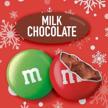 M&M'S Milk Chocolate Red & Green Christmas Candy Bulk Assortment, 38 oz Resealable Bag