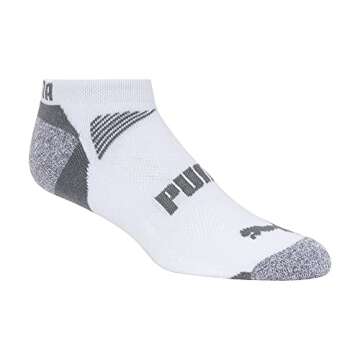 PUMA Men's 8 Pack Cool Cell No Show Socks - Comfort & Style in White/Grey