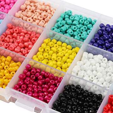 PHOGARY 3500pcs Glass Seed Beads, Mixed Colors Small Pony Beads Assorted Kit Opaque Colors Lustered Loose Spacer Beads, 4mm Round, Hole 1.3mm for Jewelry Making, DIY Crafting (15 Colors)