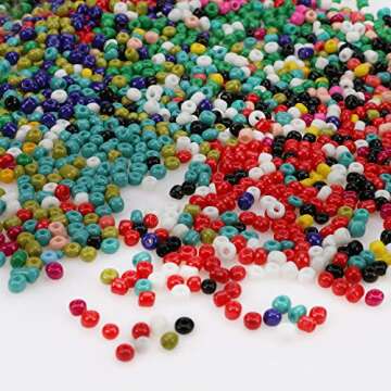 PHOGARY 3500pcs Glass Seed Beads, Mixed Colors Small Pony Beads Assorted Kit Opaque Colors Lustered Loose Spacer Beads, 4mm Round, Hole 1.3mm for Jewelry Making, DIY Crafting (15 Colors)