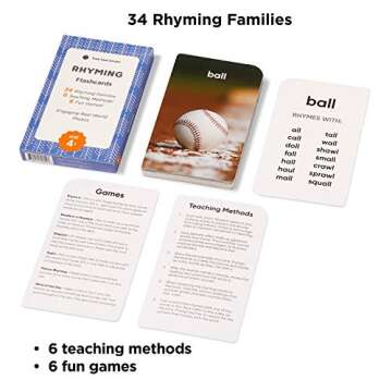 Think Thank Scholar Rhyming Words Flash Cards (Word Family) Ending Sounds/Rhymes - Language, Phonics and Spelling Skills Learning for Kindergarden, 1st, 2nd, 3rd Grade. Kids Ages 4, 5, 6, 7 & 8+