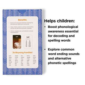 Think Thank Scholar Rhyming Words Flash Cards (Word Family) Ending Sounds/Rhymes - Language, Phonics and Spelling Skills Learning for Kindergarden, 1st, 2nd, 3rd Grade. Kids Ages 4, 5, 6, 7 & 8+