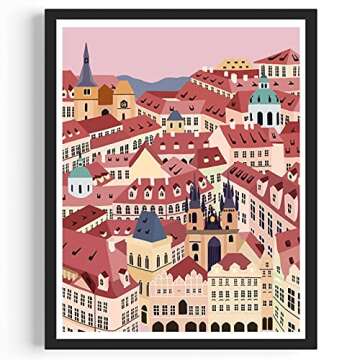 Prague Print Prag Art Print Praha Print Praha Art Prague Artwork Prague Drawing Prague Illustration Prague Czech Architecture Illustration Architecture Wall Art Retro Artwork Unframed 8 x 10 Inches