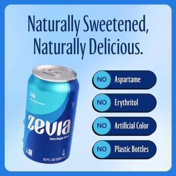 Zevia Cola Soda Zero Sugar - 24 Pack of 12 Fl Oz