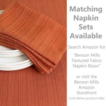 Benson Mills Cameron Textured Fabric Table Cloth, Fall, Harvest, and Thanksgiving Tablecloth (52" x 70" Rectangular, Bison/Rust/Burnt Orange)