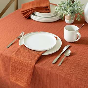 Benson Mills Cameron Textured Fabric Table Cloth, Fall, Harvest, and Thanksgiving Tablecloth (52" x 70" Rectangular, Bison/Rust/Burnt Orange)