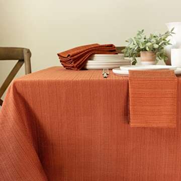 Benson Mills Cameron Textured Fabric Table Cloth, Fall, Harvest, and Thanksgiving Tablecloth (52" x 70" Rectangular, Bison/Rust/Burnt Orange)