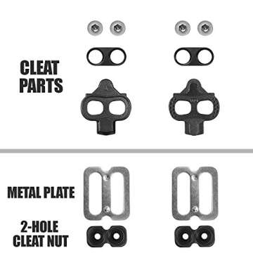 BV Bike Cleats - Compatible with Shimano SPD & Look X-Track Pedals for Spinning, Indoor Cycling, and Mountain Biking - Easy Cleat Release, Top Power Transfer, Customizable Stability