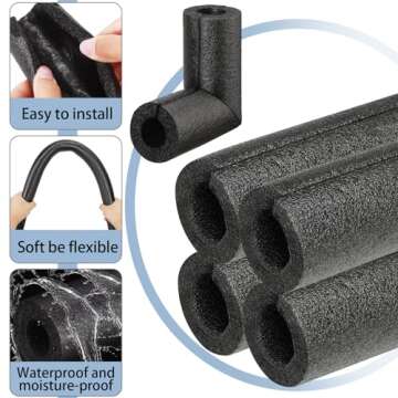 Elbow Pipe Insulation Foam Tube Outdoor Pipe Insulation Wrap Black Foam Pipe Covers Elbow Insulation Tubing Water Pipe Insulation Foam Wrap for Outdoor Winter Irrigation, Sprinkler(8 Pack, 1/2 Inch)