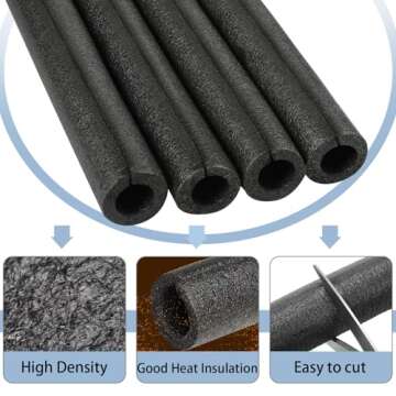 Elbow Pipe Insulation Foam Tube Outdoor Pipe Insulation Wrap Black Foam Pipe Covers Elbow Insulation Tubing Water Pipe Insulation Foam Wrap for Outdoor Winter Irrigation, Sprinkler(8 Pack, 1/2 Inch)