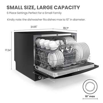 COMFEE’ Countertop Dishwasher - Portable, Energy Star, 6 Settings, 8 Programs