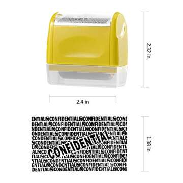 Identity Theft Protection Stamp Roller, KENOBEE Self-Inking Wide Security Stamp Roller for Personal Information Blackout, Privacy Confidential and Address Blocker, Yellow