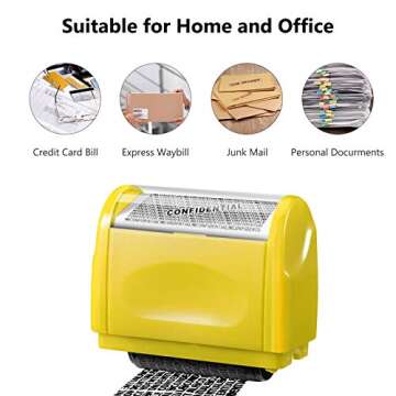 Identity Theft Protection Stamp Roller, KENOBEE Self-Inking Wide Security Stamp Roller for Personal Information Blackout, Privacy Confidential and Address Blocker, Yellow