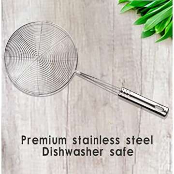 Versatile Stainless Steel Spider Strainer/Skimmer/Ladle for Cooking and Frying, Chirano Kitchen Gadgets Wire Strainer Pasta Strainer Spoon (6 Inch)