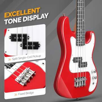 Glarry 36-Inch Electric Bass Guitar Starter Kit