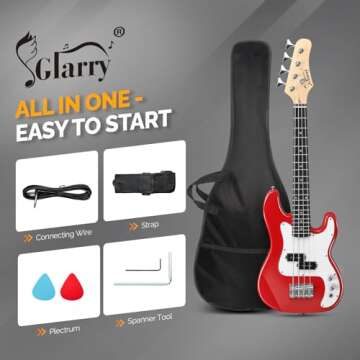 Glarry 36-Inch Electric Bass Guitar Starter Kit