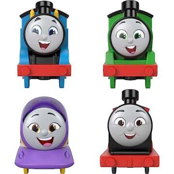 Thomas & Friends Motorized Toy Trains Set of 4 Engines, Thomas Percy Kana & James for Preschool Pretend Play Kids Ages 3+ Years