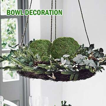 Vumdua Moss Ball, Natural Decorative Green Globes with Handmade, Hanging Balls Vase Bowl Filler for Home Party &Weddings Display Decor Props (3.5"-Set of 6)