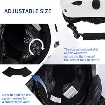 Auboa Ski Helmet,Snowboard Helmet Snow Sports Sled Skate Outdoor Recreation Gear for Men,Women & Youth