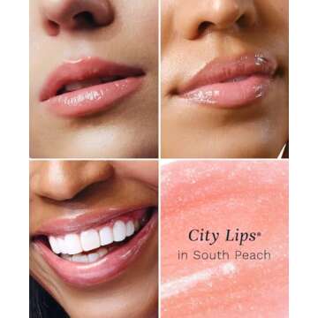 City Beauty City Lips Plumping Lip Gloss South Peach - High-Shine Gloss for Fuller, Younger-Looking Lips | Hydrating & Smoothing Lip Treatment Hyaluronic Acid