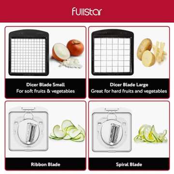 Fullstar Vegetable Chopper - Food Chopper - Onion Chopper - Vegetable Slicer & Spiralizer - Veggie Chopper with Container - Kitchen Gadgets - Home Essentials - Kitchen Accessories (4 in 1, Clear)