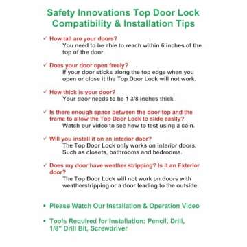 Safety Innovations Child Proof Deluxe Door Top Lock for 1 3/8 inch Thick Interior Doors, (1-Pack)