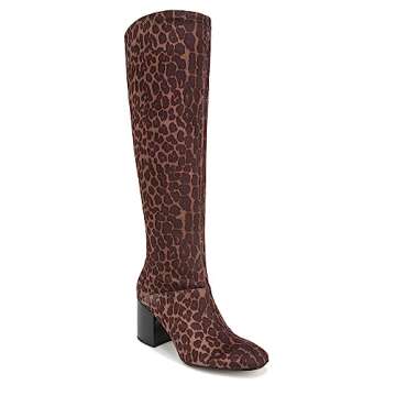 Franco Sarto Womens Tribute Knee High Heeled Boot Leopard Print Fabric 7 M