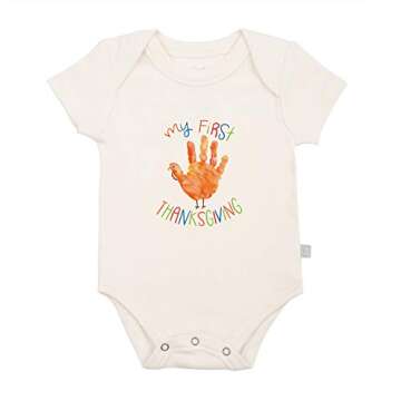 Finn + Emma - Gender Neutral Baby Bodysuit for 3-6 Months - Organic Cotton Onesie - Soft and Comfortable Baby Bodysuits - My 1st Thanksgiving Hand