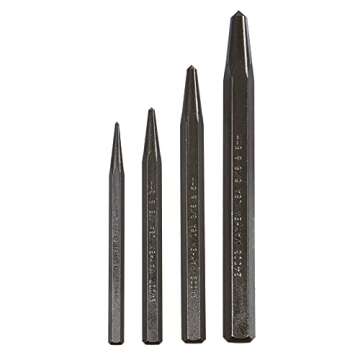 Mayhew Tools 62215 Center Punch, 4-Piece Set, Black Oxide Finish